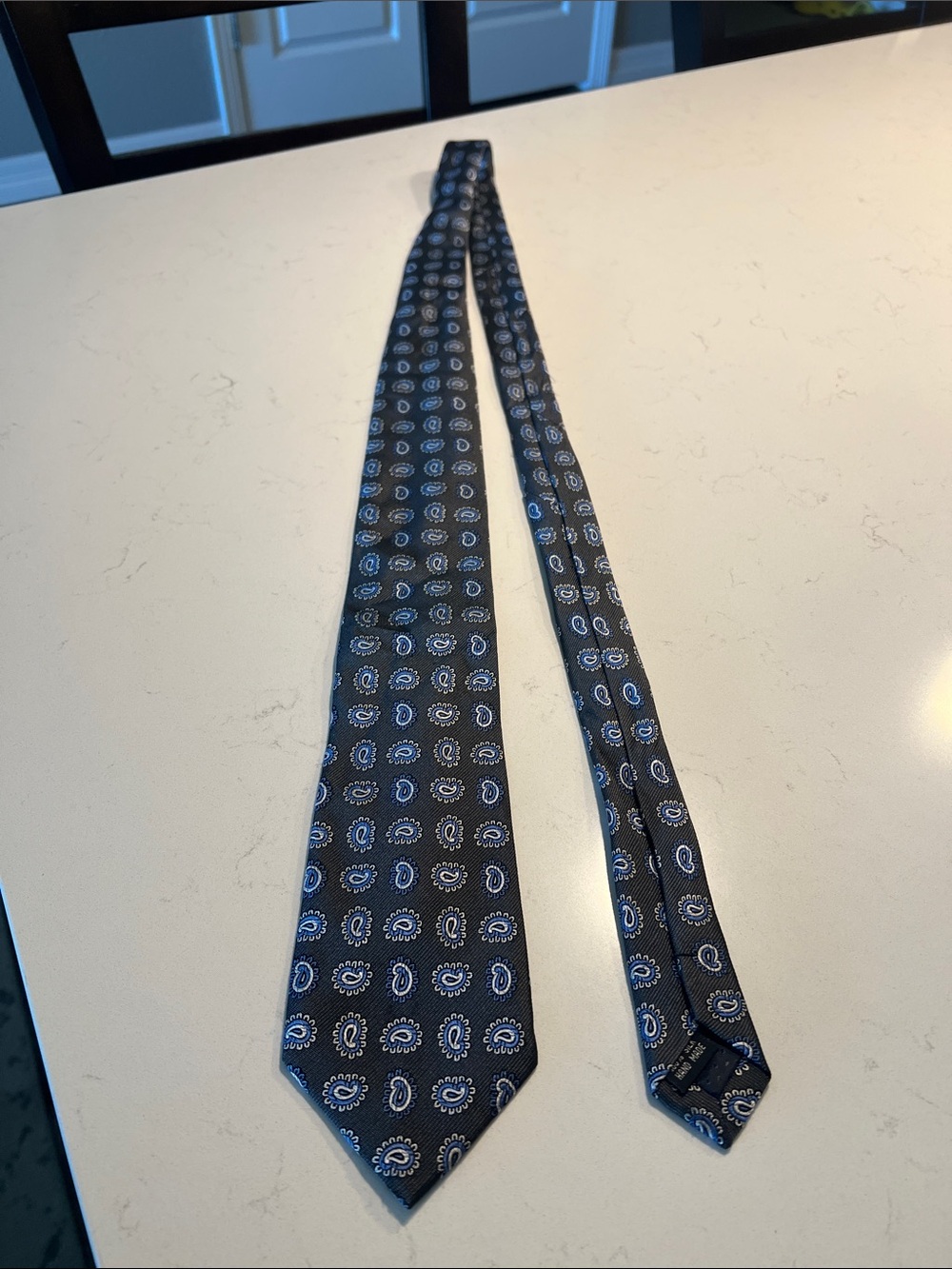 Tom James Corporate Image Gray/blue  Tie with Silver Paisleys